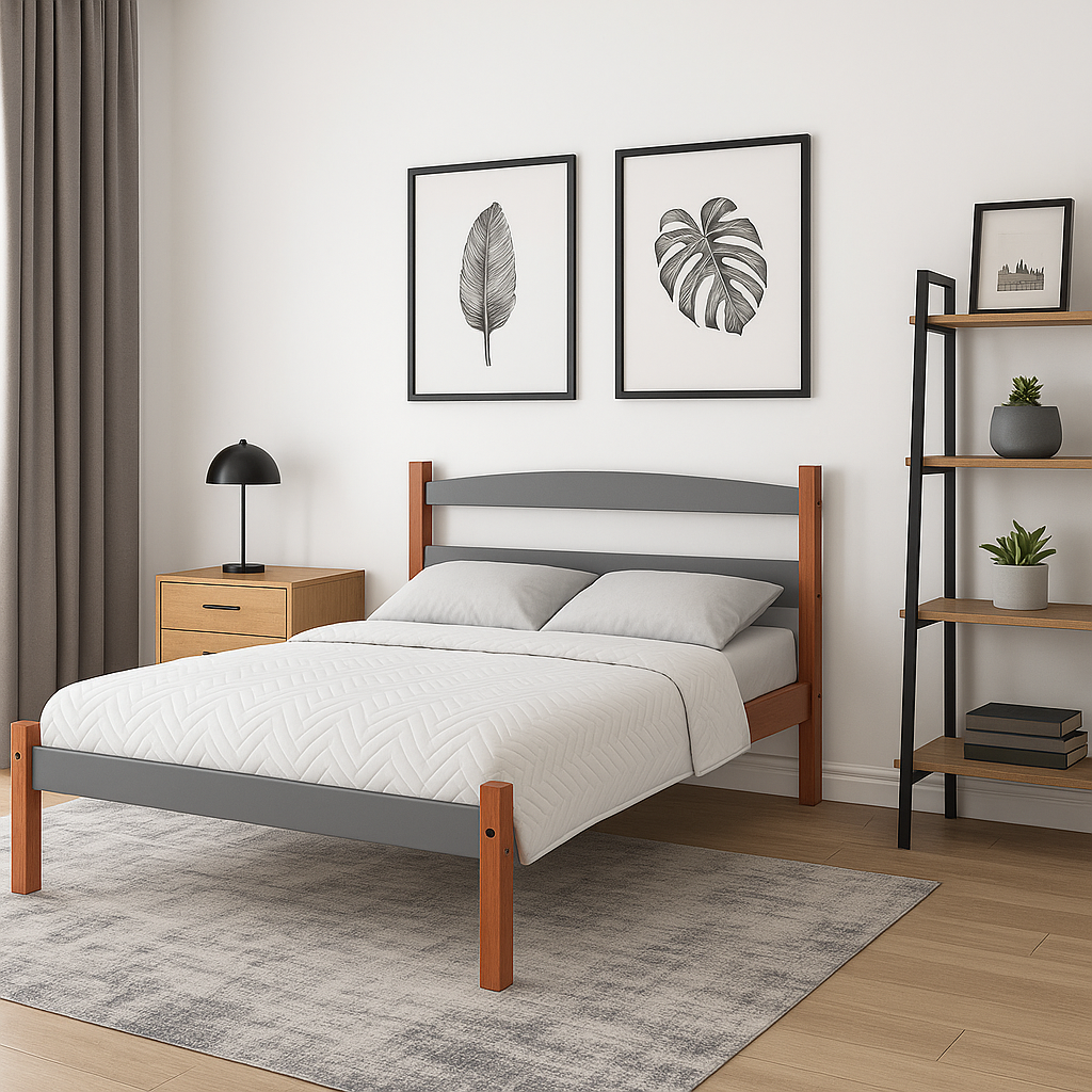 Cama Doble Delta Acacia Gris