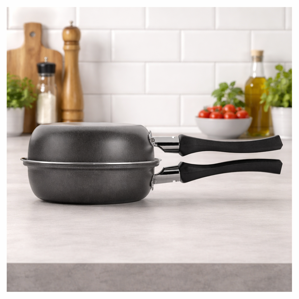 Sartén Doble Superior 18 cm Gris