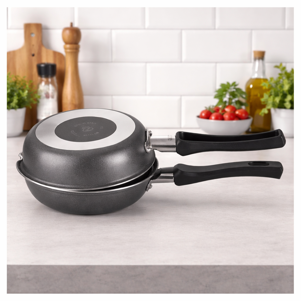 Sartén Doble Superior 18 cm Gris