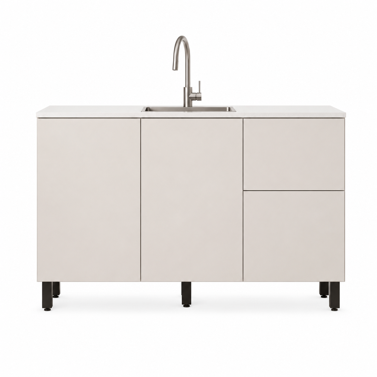 Cocina 120 cm Dominica 5 Puertas 2 Cajones Natural/Blanco Apagado