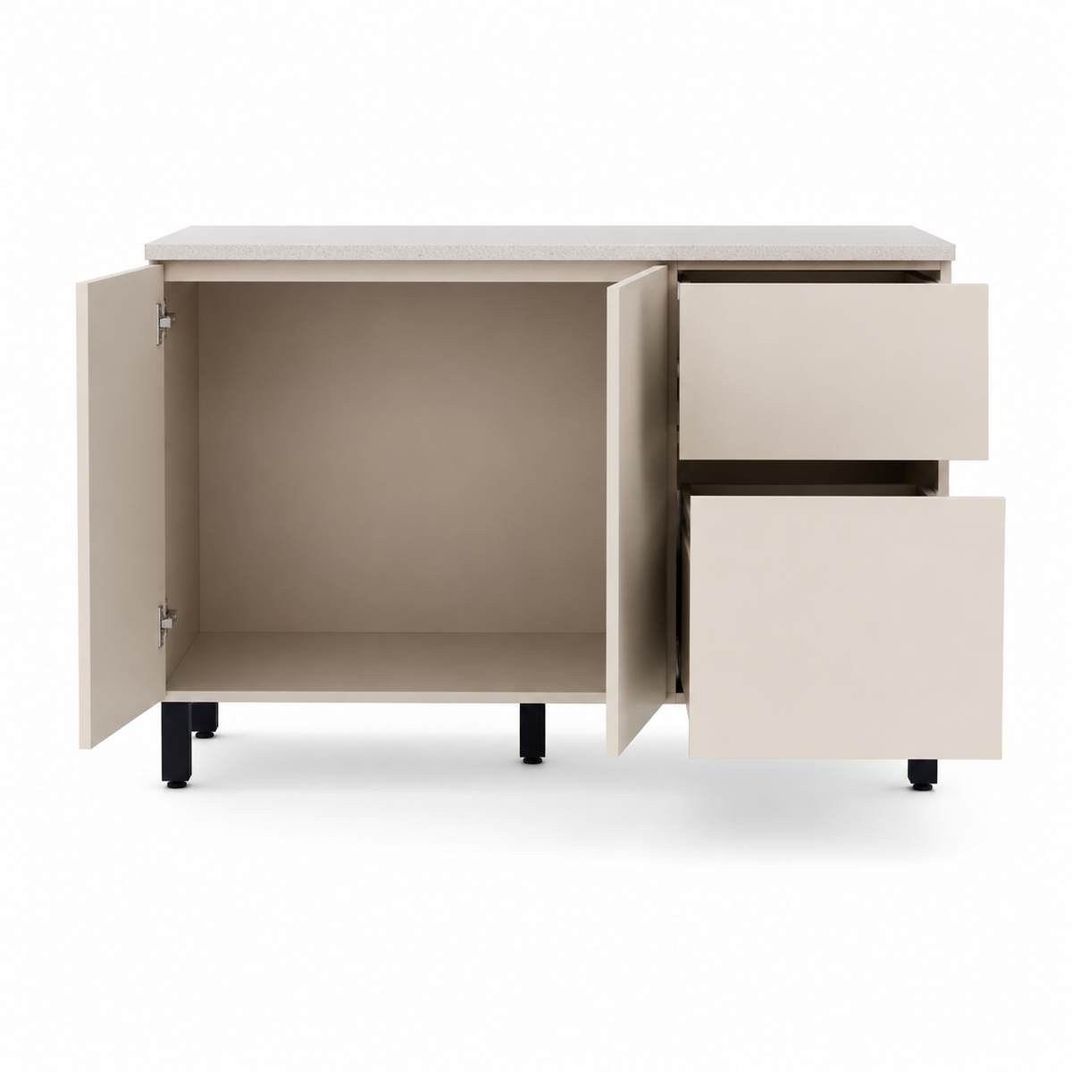 Cocina 120 cm Dominica 5 Puertas 2 Cajones Natural/Blanco Apagado