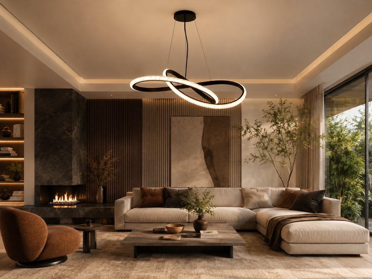 Luminaria Decorativa LED Colgante Diam Con Cristales Negro