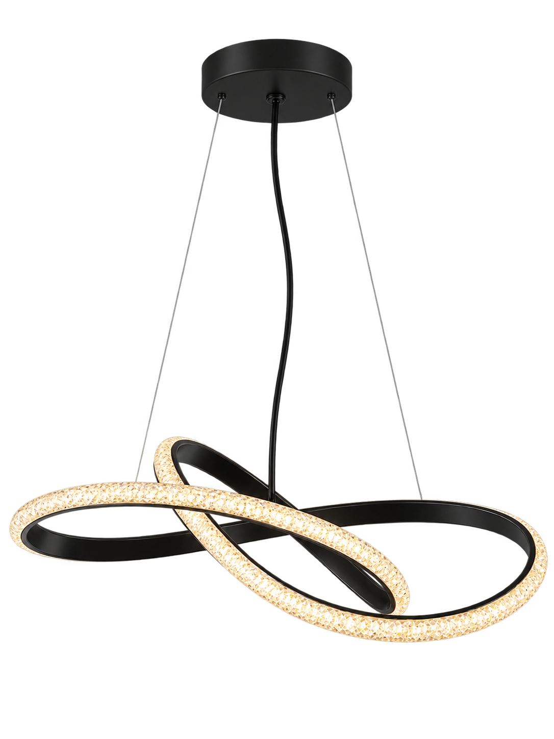Luminaria Decorativa LED Colgante Diam Con Cristales Negro