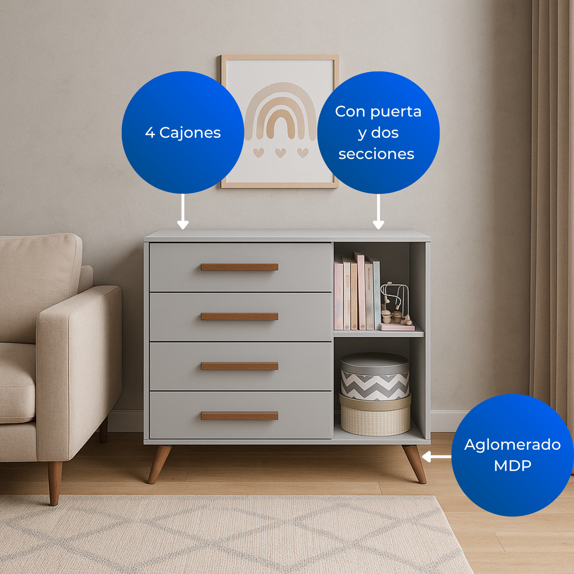 Cómoda Encanto Gris