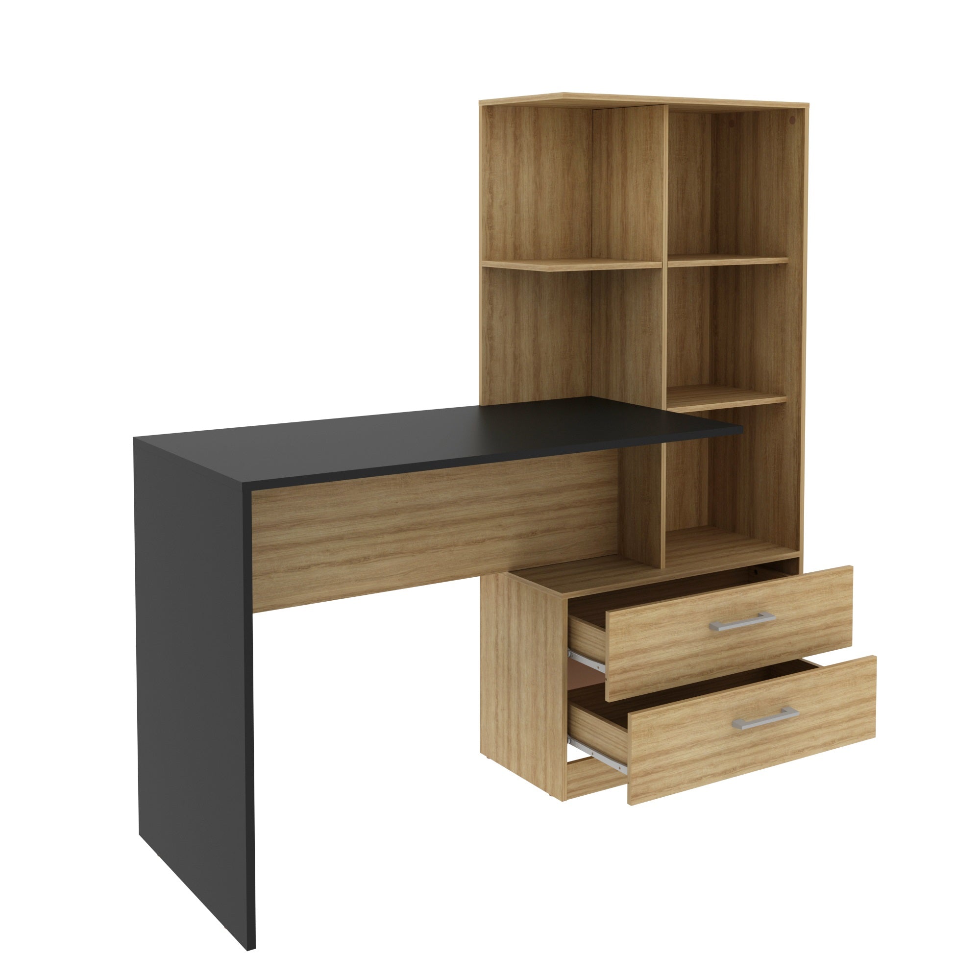 Escritorio + Biblioteca Poli Blanco