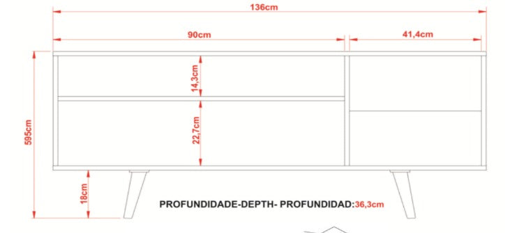 Mesa Para TV 60" Estambul Almendra/Marbol Lunar