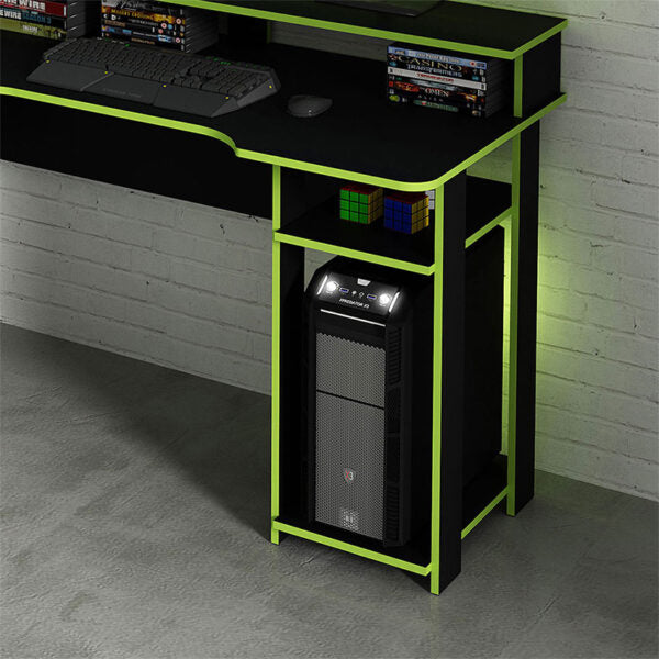 Escritorio gamer Bolonia - Negro/Verde