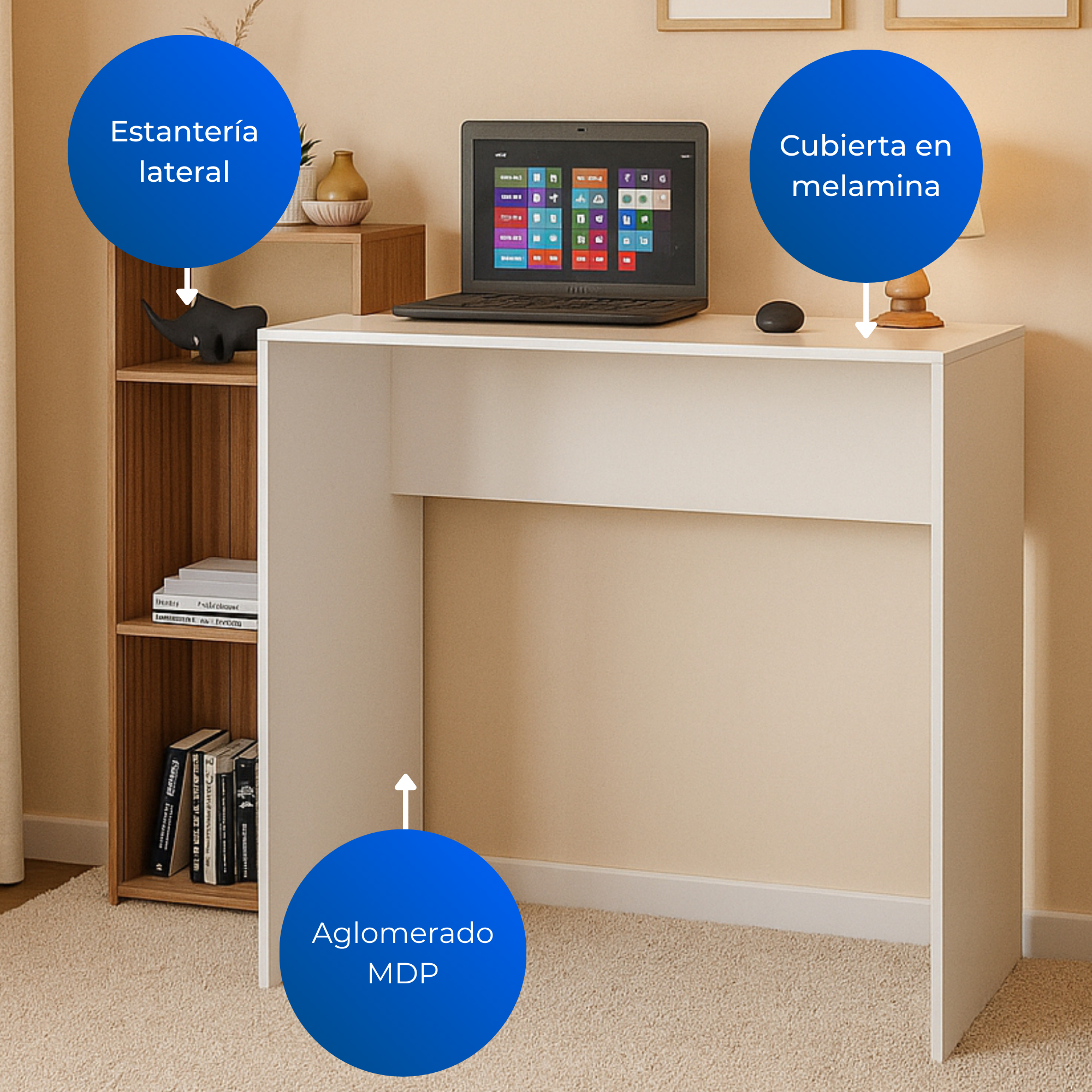 Escritorio Italia Almendra/Blanco