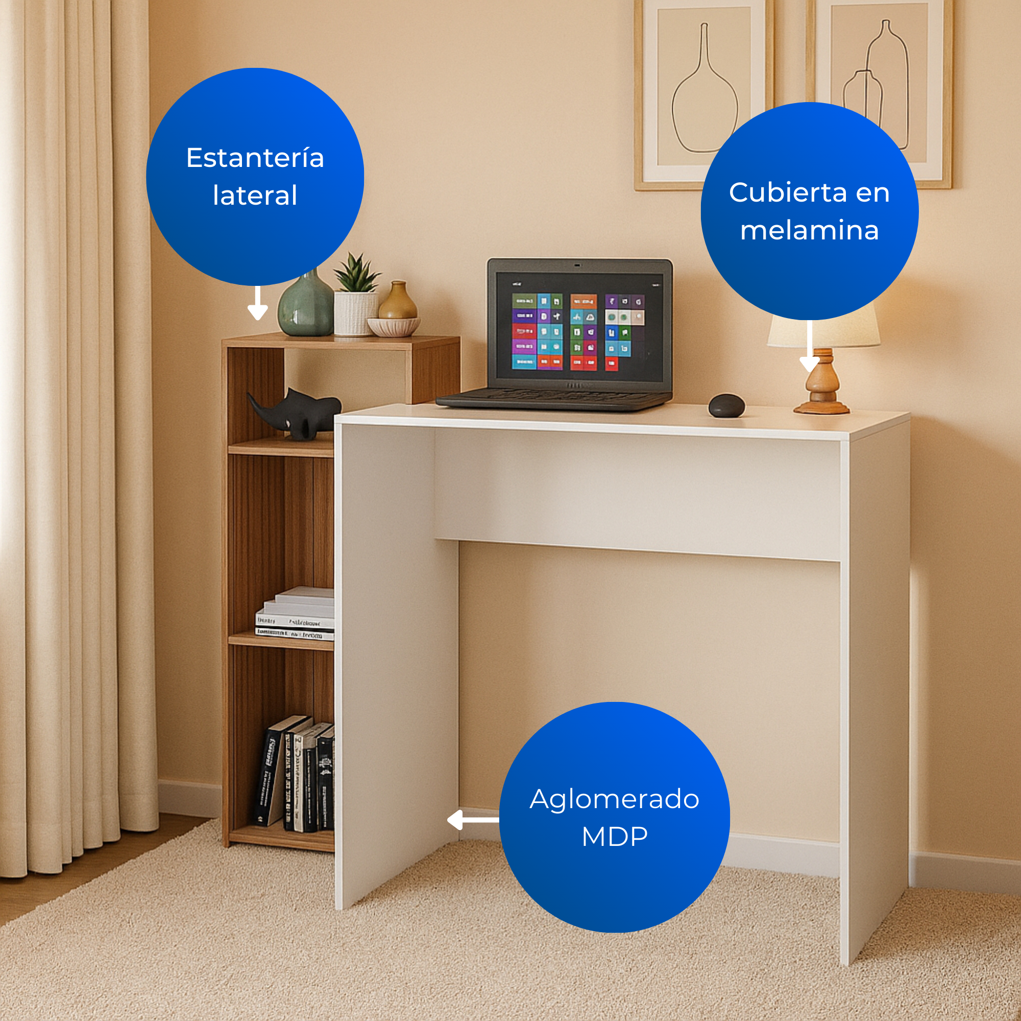 Escritorio Italia Almendra/Blanco