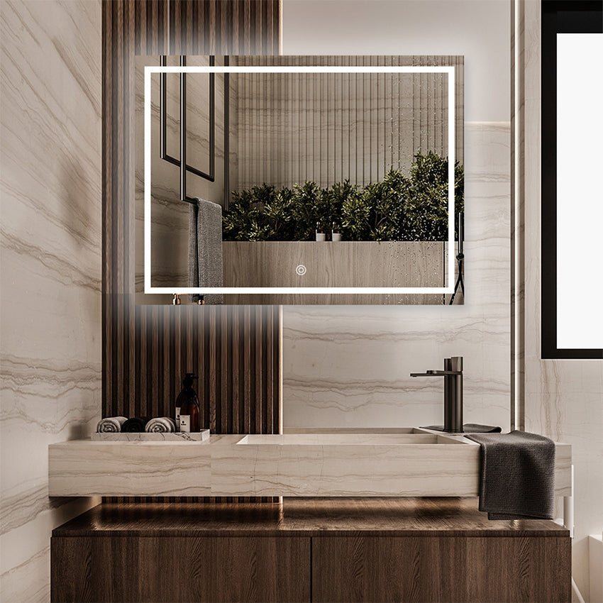 Espejo decorativo cuadrado con luz led