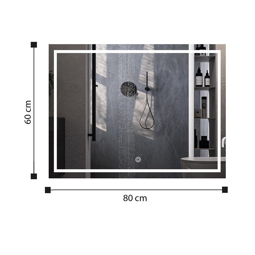 Espejo decorativo cuadrado con luz led