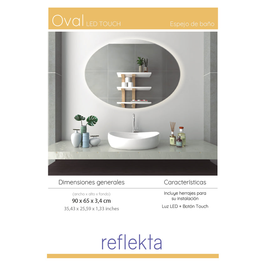Espejo oval led+touch