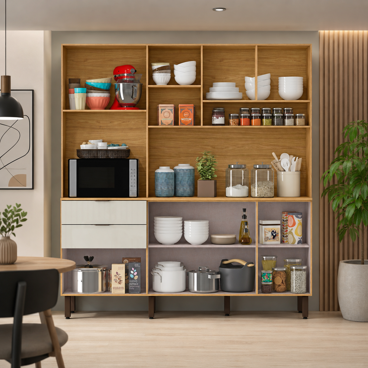 Mueble de Cocina Fiyi Natural/Blanco Apagado
