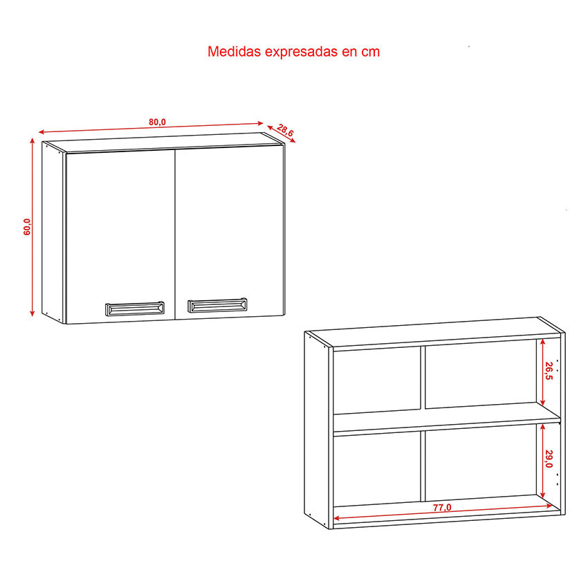 Cocina gazania 120cm 6 puertas 2 cajones maderado natural blanco supremo