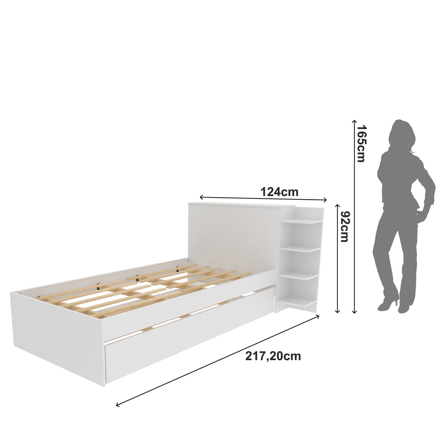 Cama Sencilla Gea Blanco Con Cama Auxiliar