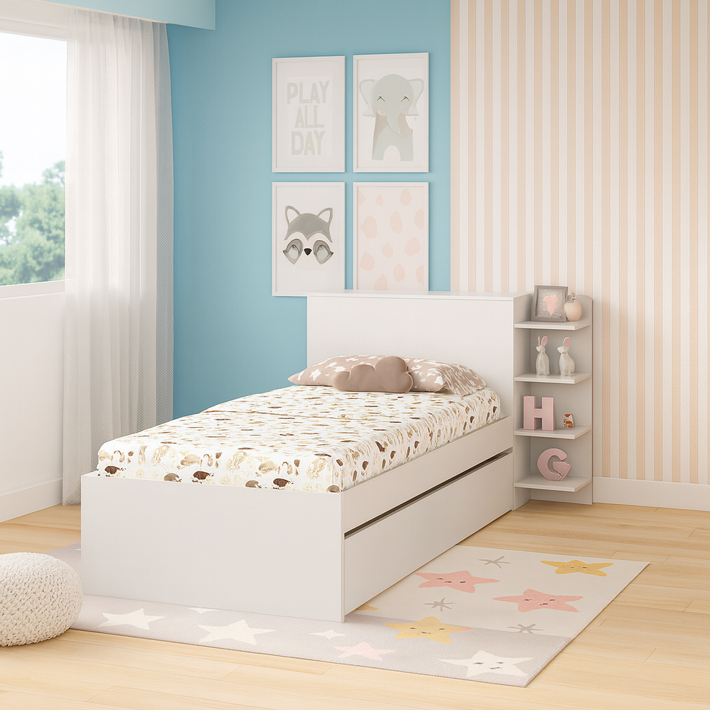 Cama Sencilla gea blanco con cama auxiliar