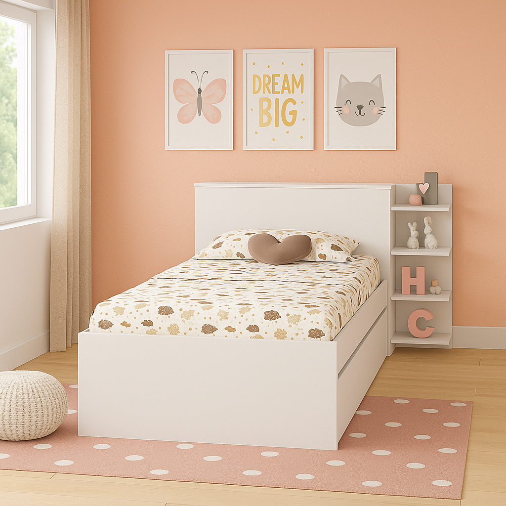 Cama Sencilla Gea Blanco Con Cama Auxiliar