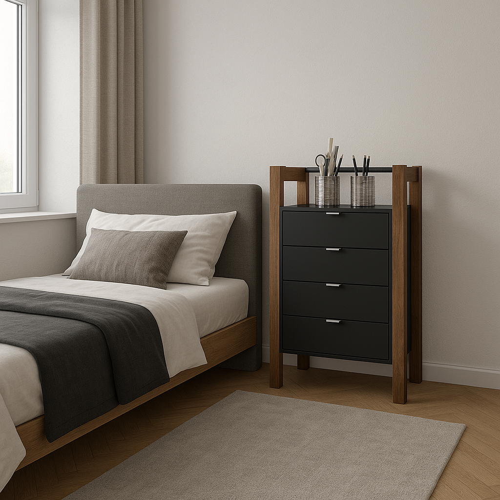 Comoda Grecia - Negro/Nogal