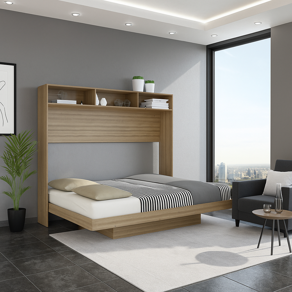 Cama Abatible Doble Ibiza Almendra