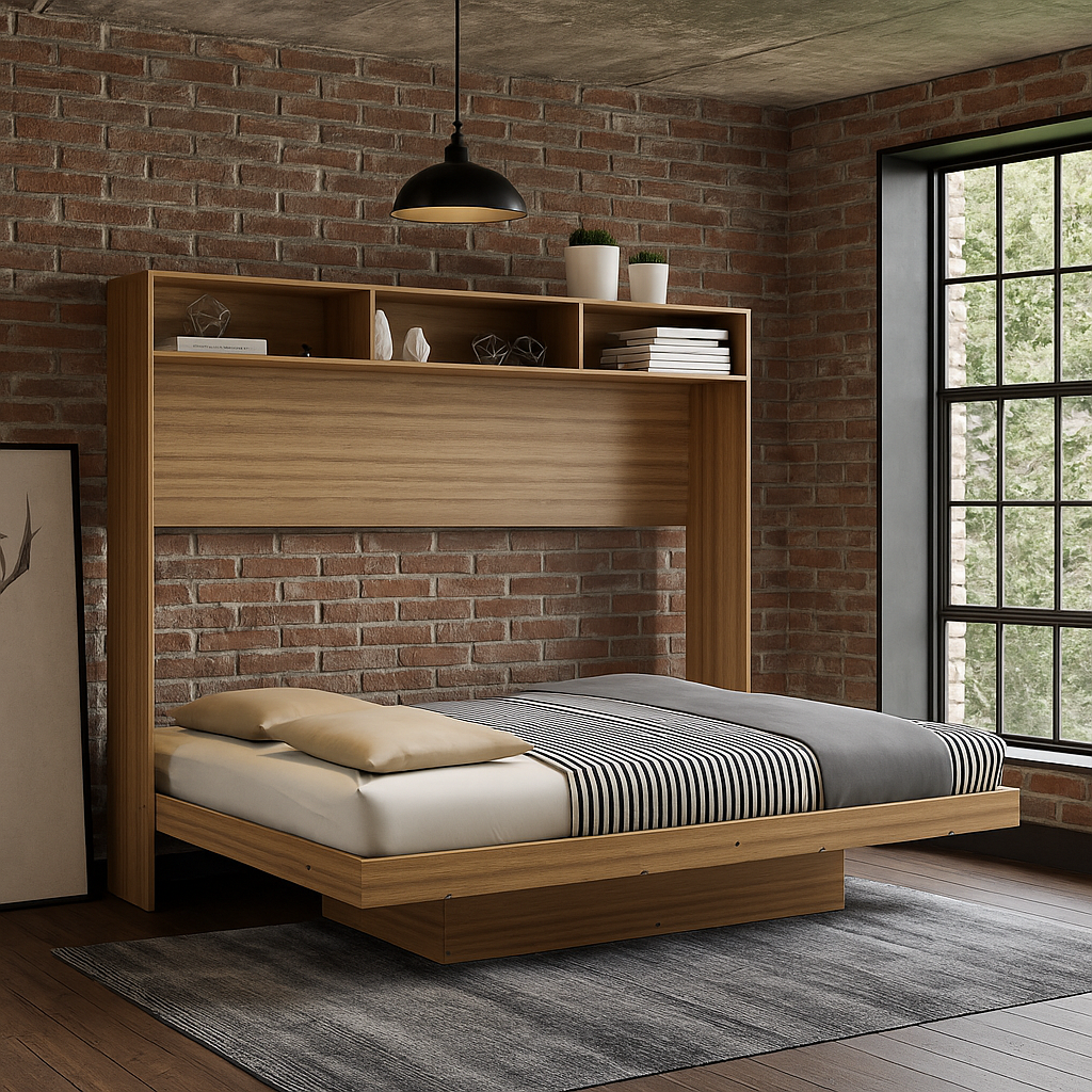 Cama Abatible Doble Ibiza Almendra