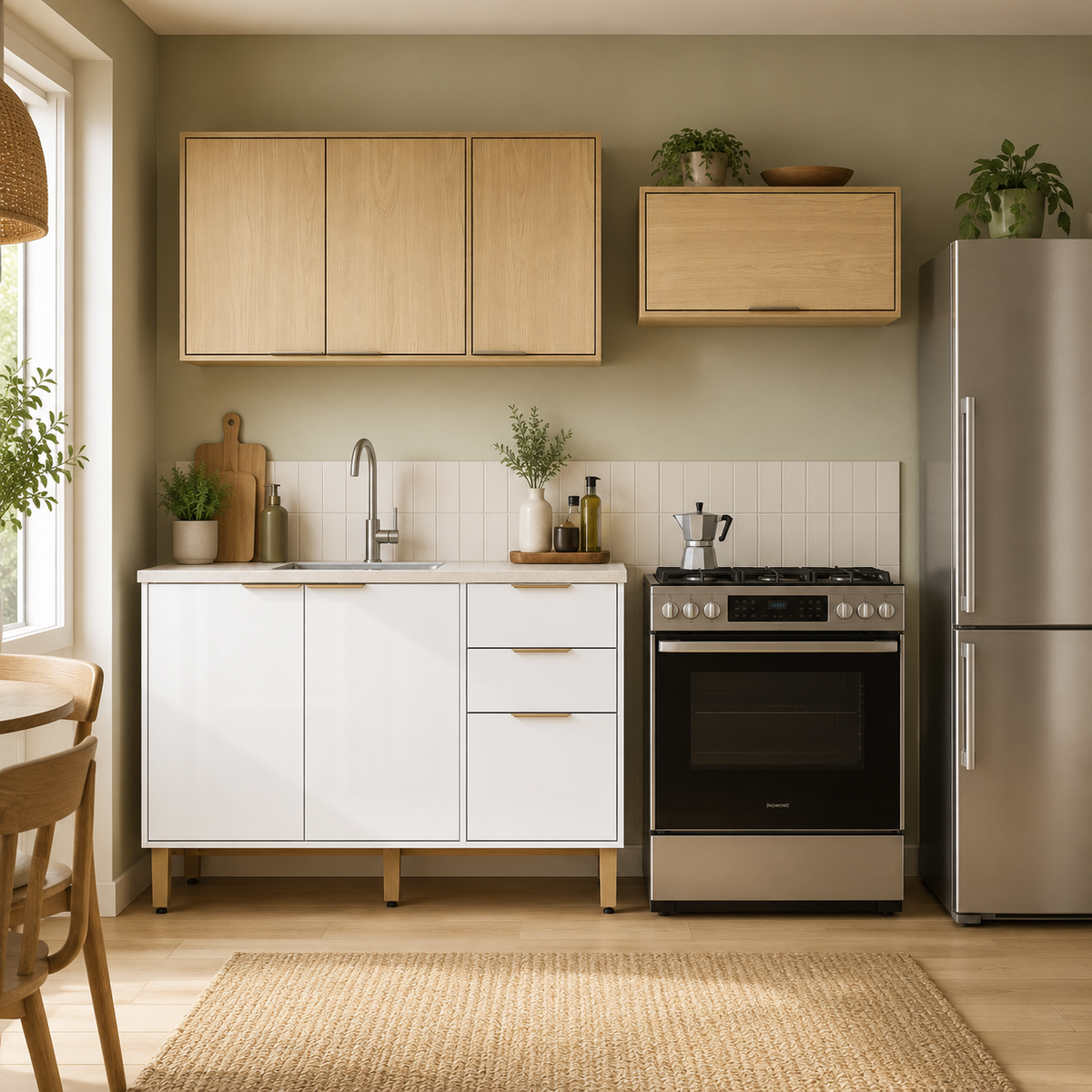 Cocina 200 cm Isabela 7 Puertas 2 Cajones Almendra/Blanco Apagado