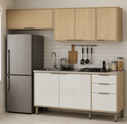 Cocina 200 cm Isabela 7 Puertas 2 Cajones Almendra/Blanco Apagado