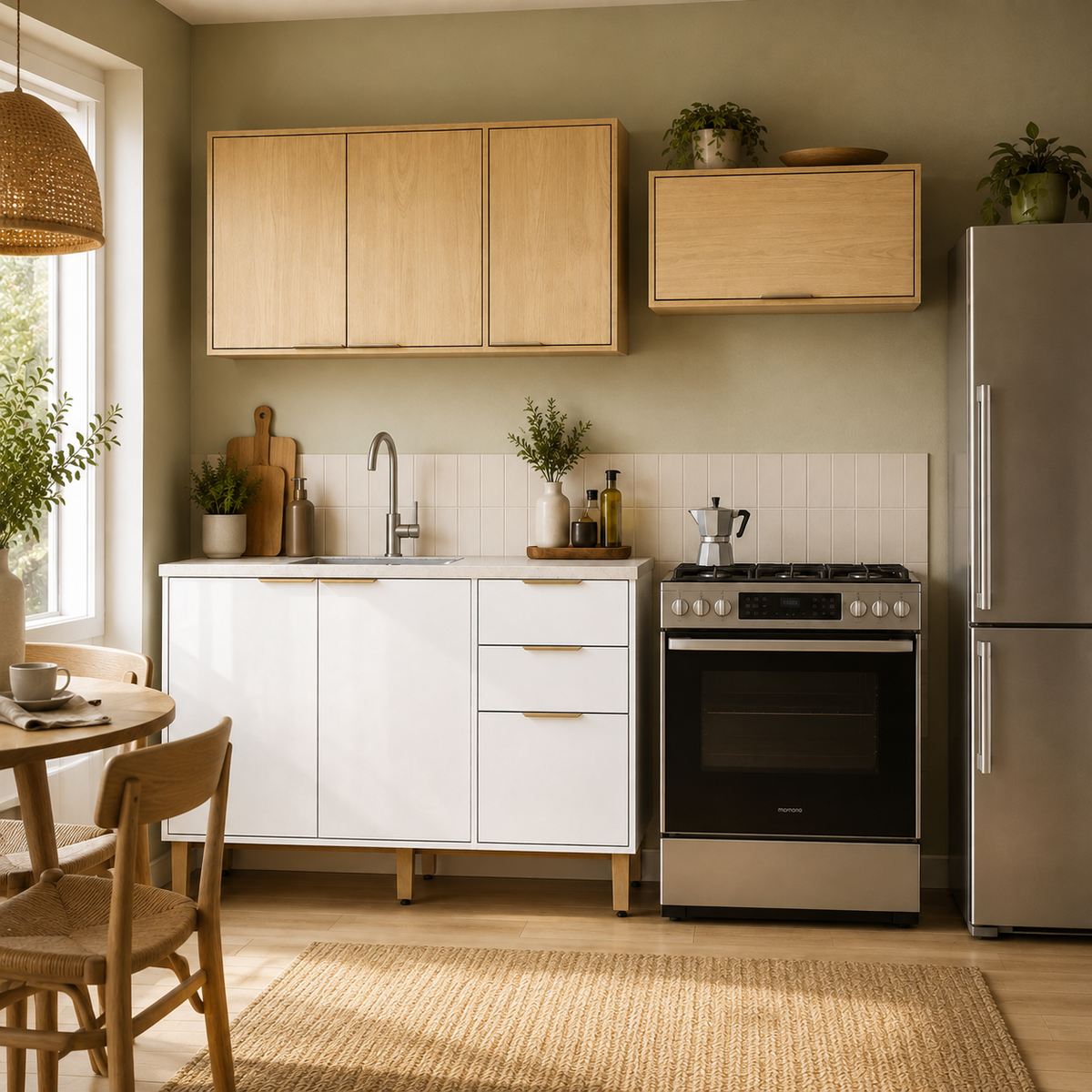 Cocina 200 cm Isabela 7 Puertas 2 Cajones Almendra/Blanco Apagado