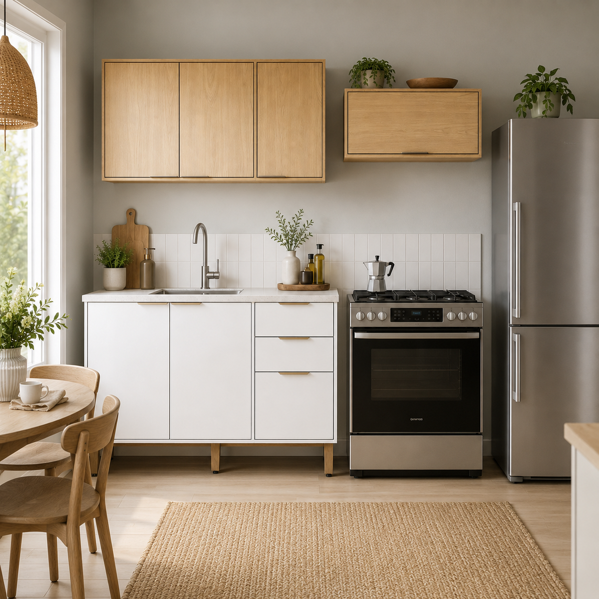 Cocina 200 cm Isabela 7 Puertas 2 Cajones Almendra/Blanco Apagado