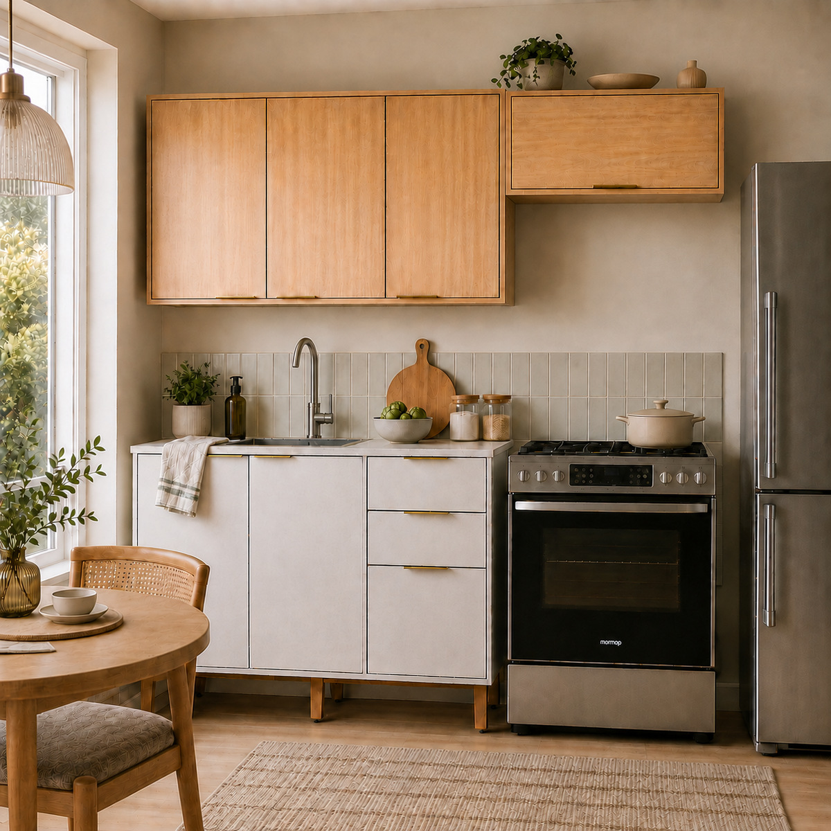 Cocina 200 cm Isabela 6 Puertas 3 Cajones Almendra/Blanco Apagado