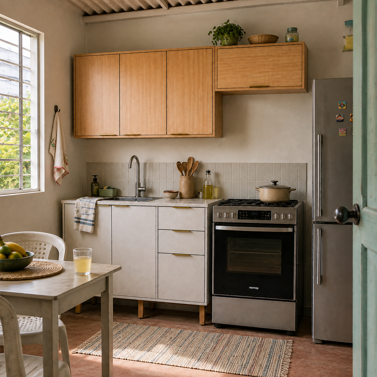 Cocina 200 cm Isabela 6 Puertas 3 Cajones Almendra/Blanco Apagado
