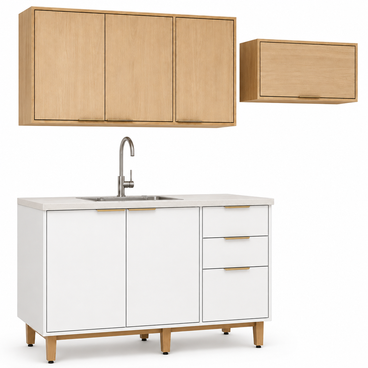 Cocina 200 cm Isabela 7 Puertas 2 Cajones Almendra/Blanco Apagado