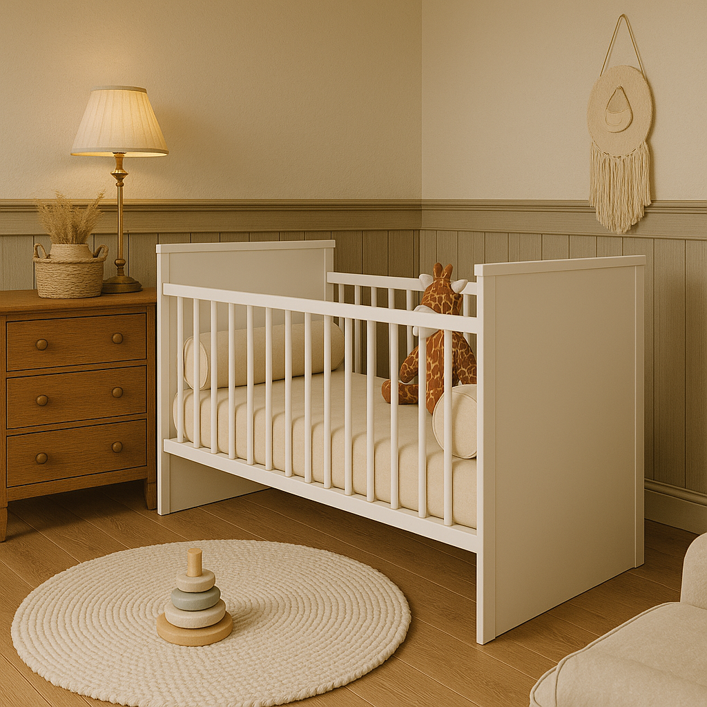 Cuna Para Bebé Jaén Blanca Con Altura Ajustable En MDP