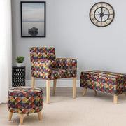 Combo Sala Colors Poltrona (88X59X55) + Banqueta Baul + Puff Colors