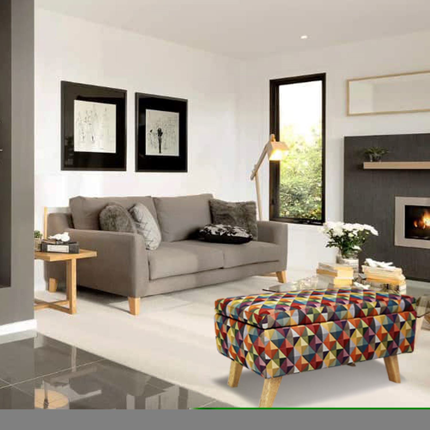 Combo Sala Colors Poltrona (88X59X55) + Banqueta Baul + Puff Colors