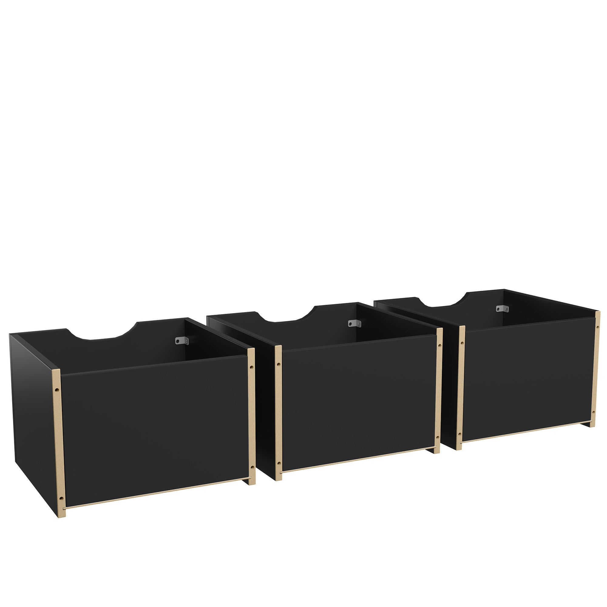 Kit 3 cajones organizador Santos Negro