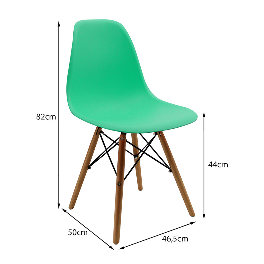 Kit por 2 silla dkr tipo eames para comedor   verde menta