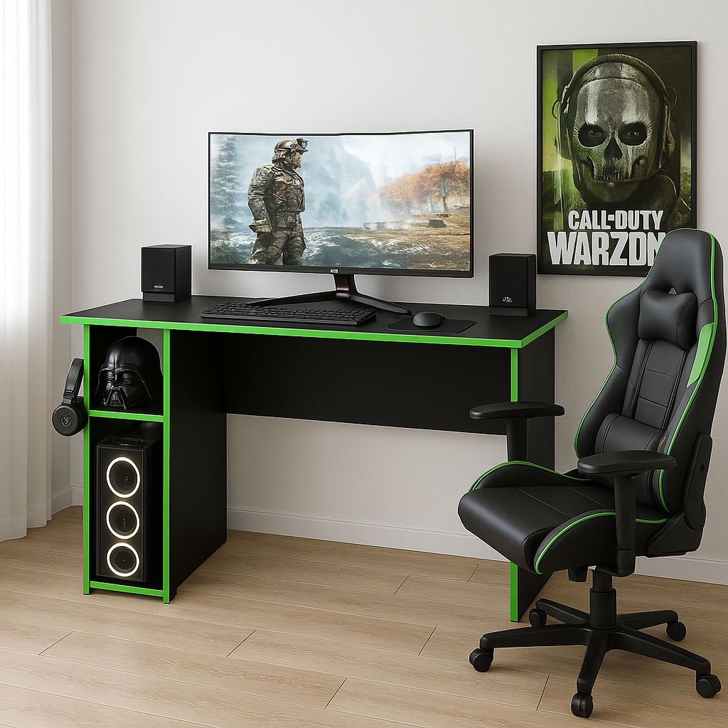 Escritorio gamer lyon negro verde