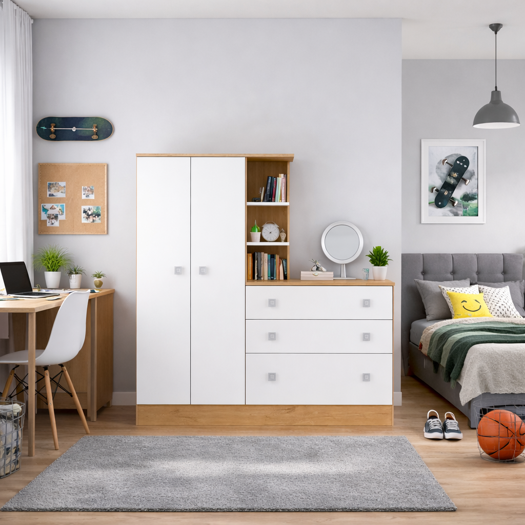 Closet + Cómoda Madrid Blanco/Almendra