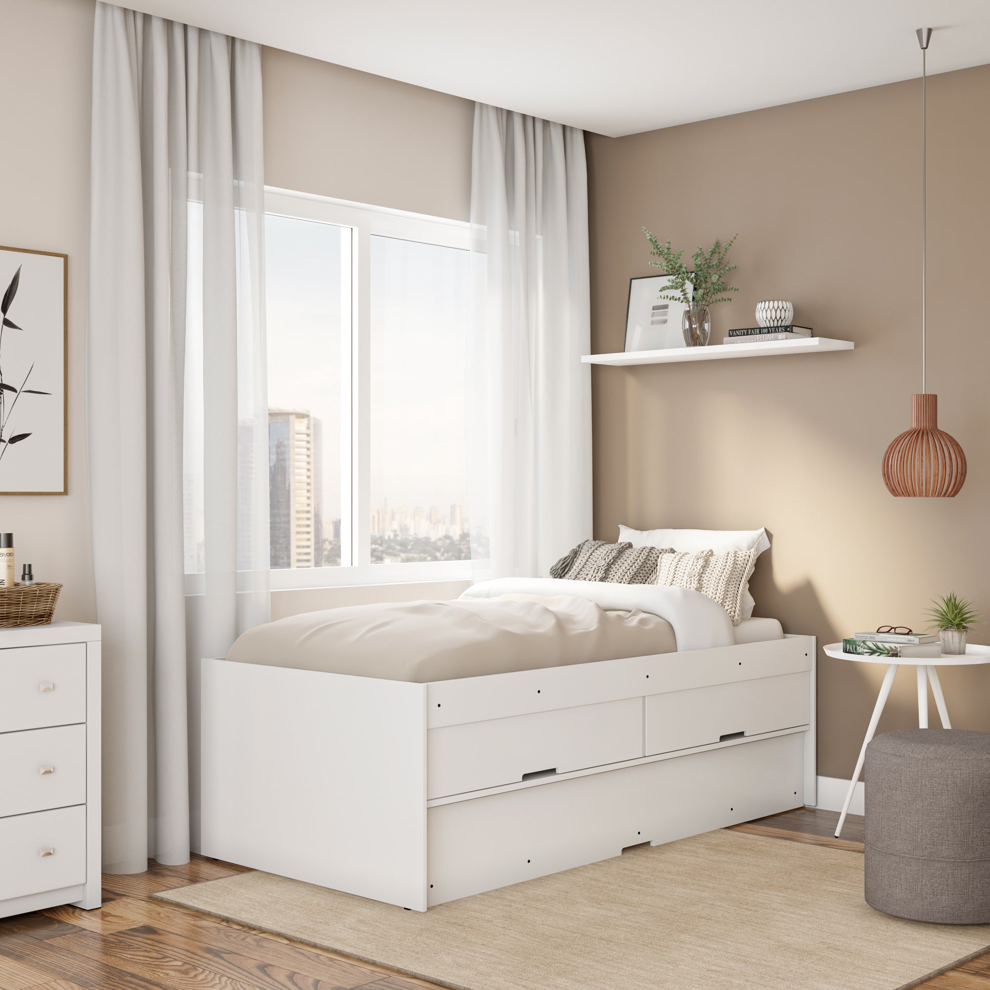 Cama sencilla mar blanco