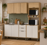 Cocina 190 cm Maui 9 Puertas 2 Cajones Almendra/Blanco Apagado