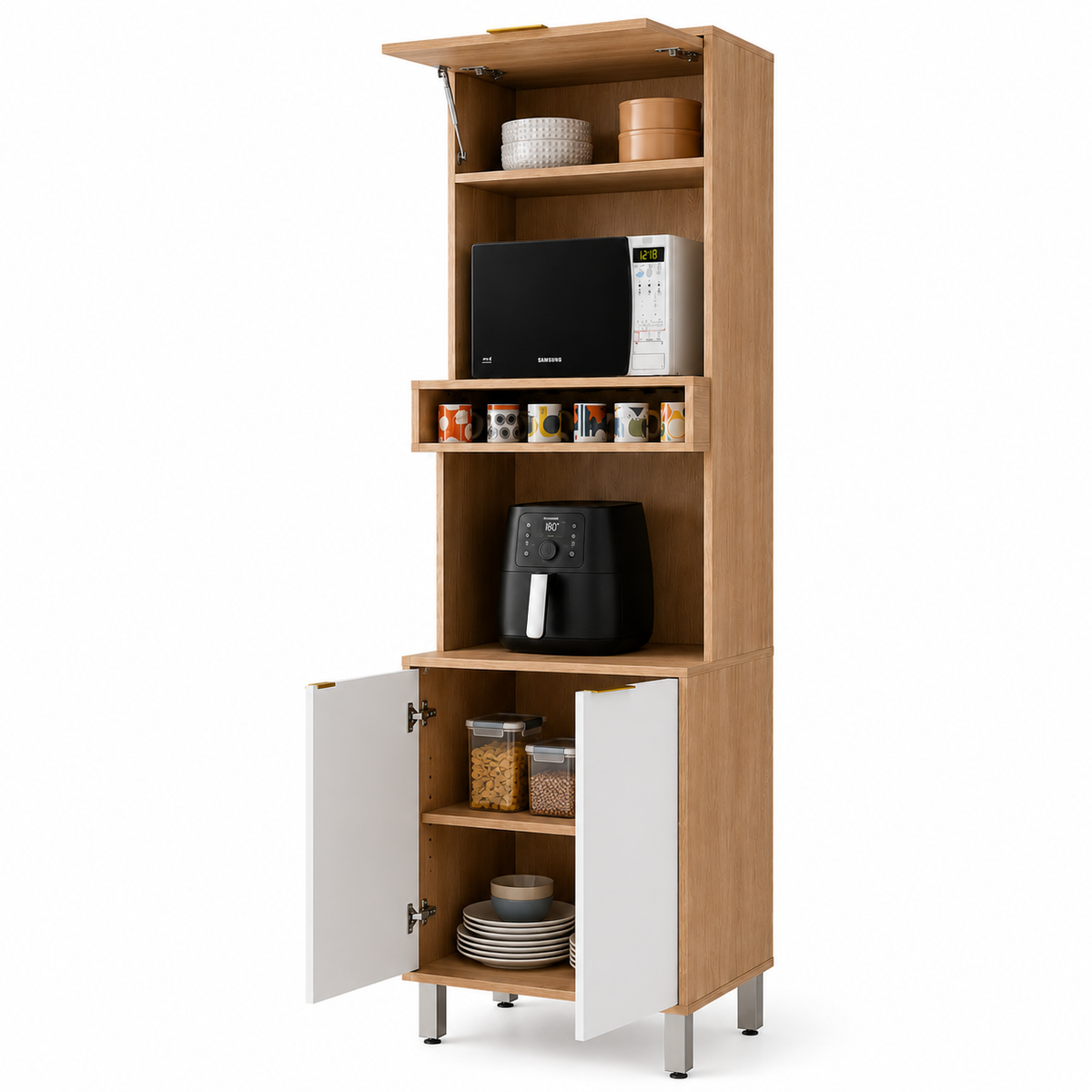 Cocina 190 cm Maui 9 Puertas 2 Cajones Almendra/Blanco Apagado