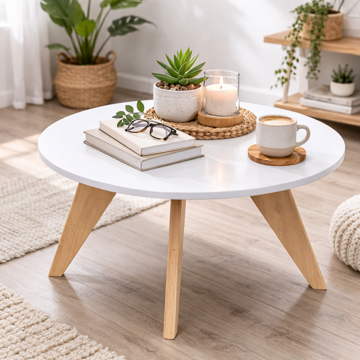 Mesa De Centro Neusa 60x60x34cm Blanca