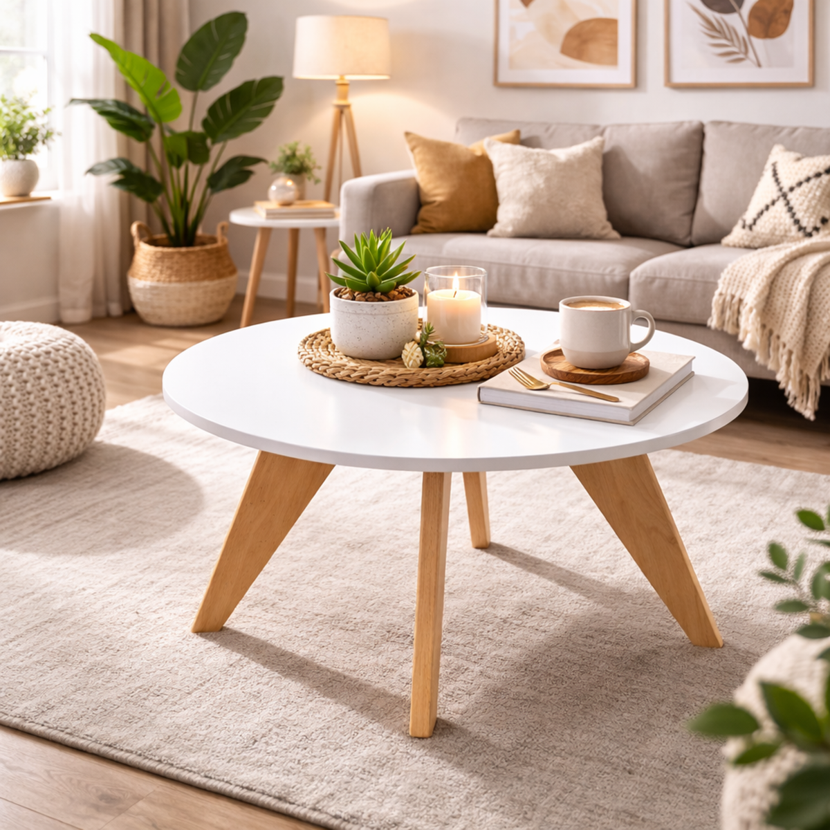 Mesa De Centro Neusa 60x60x34cm Blanca
