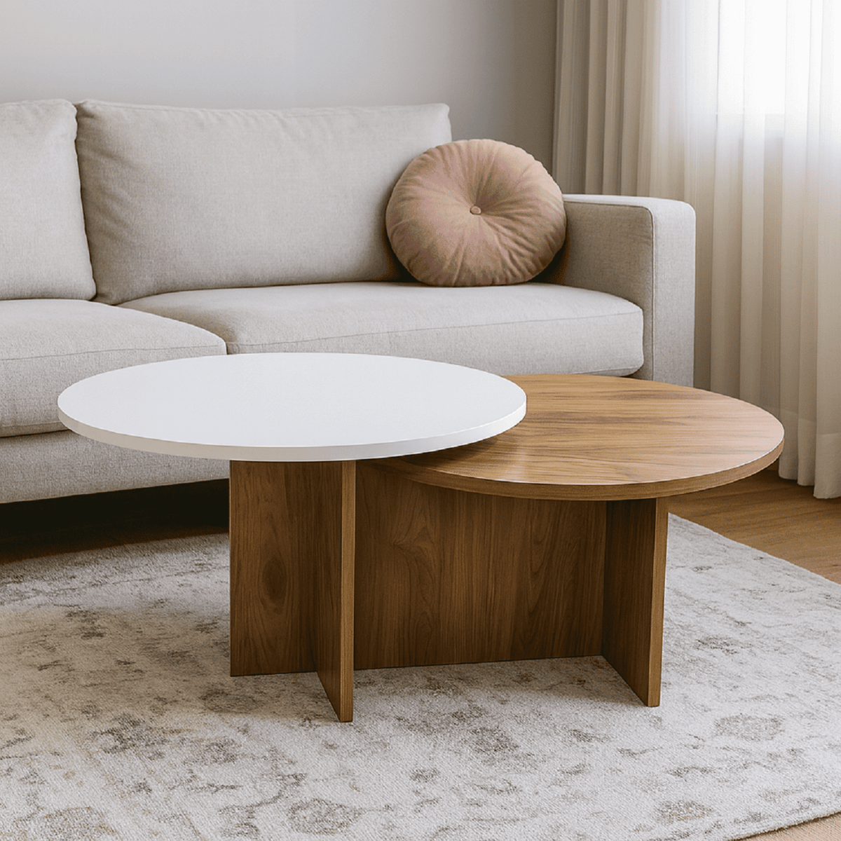 Mesa De Centro Doble Superficie Fiji 40x100x60 cm Madera Blanco