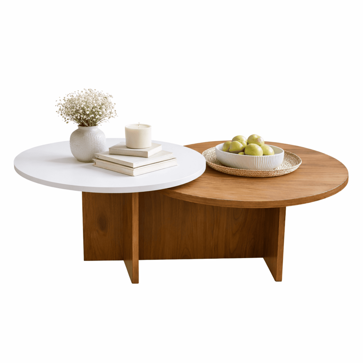 Mesa De Centro Doble Superficie Fiji 40x100x60 cm Madera Blanco