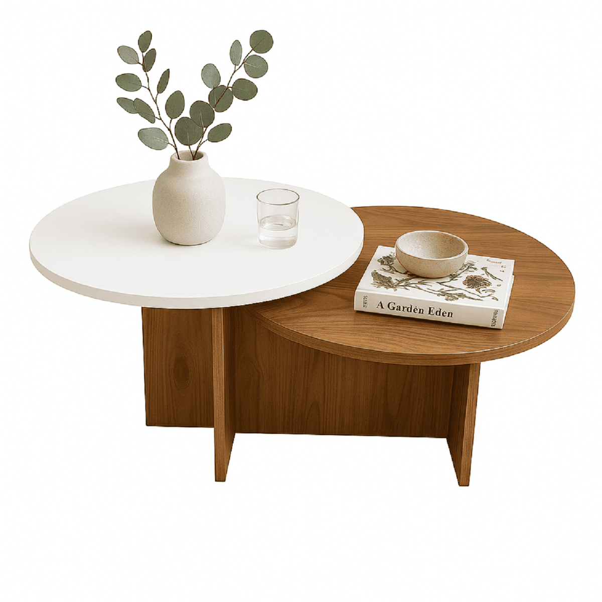 Mesa De Centro Doble Superficie Fiji 40x100x60 cm Madera Blanco