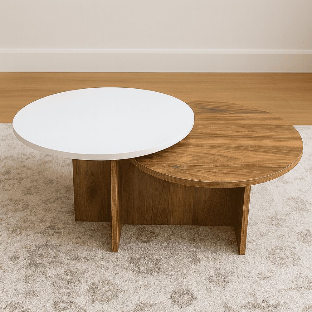 Mesa De Centro Doble Superficie Fiji 40x100x60 cm Madera Blanco