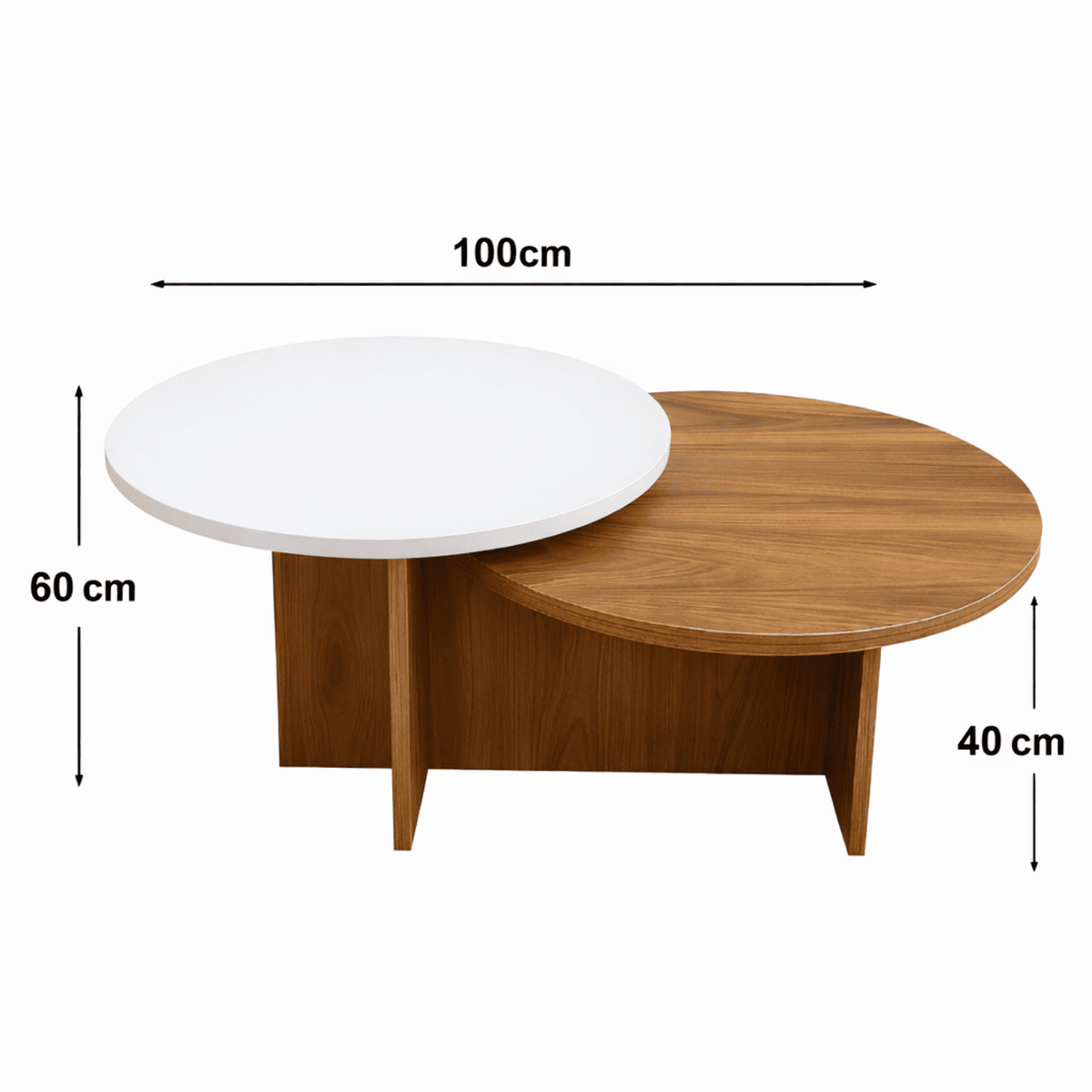 Mesa De Centro Doble Superficie Fiji 40x100x60 cm Madera Blanco