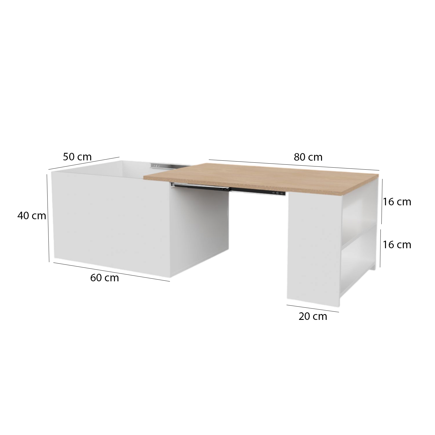 Mesa de Centro Ahorra Espacio DKO (40x80x50) Blanco - Vienes
