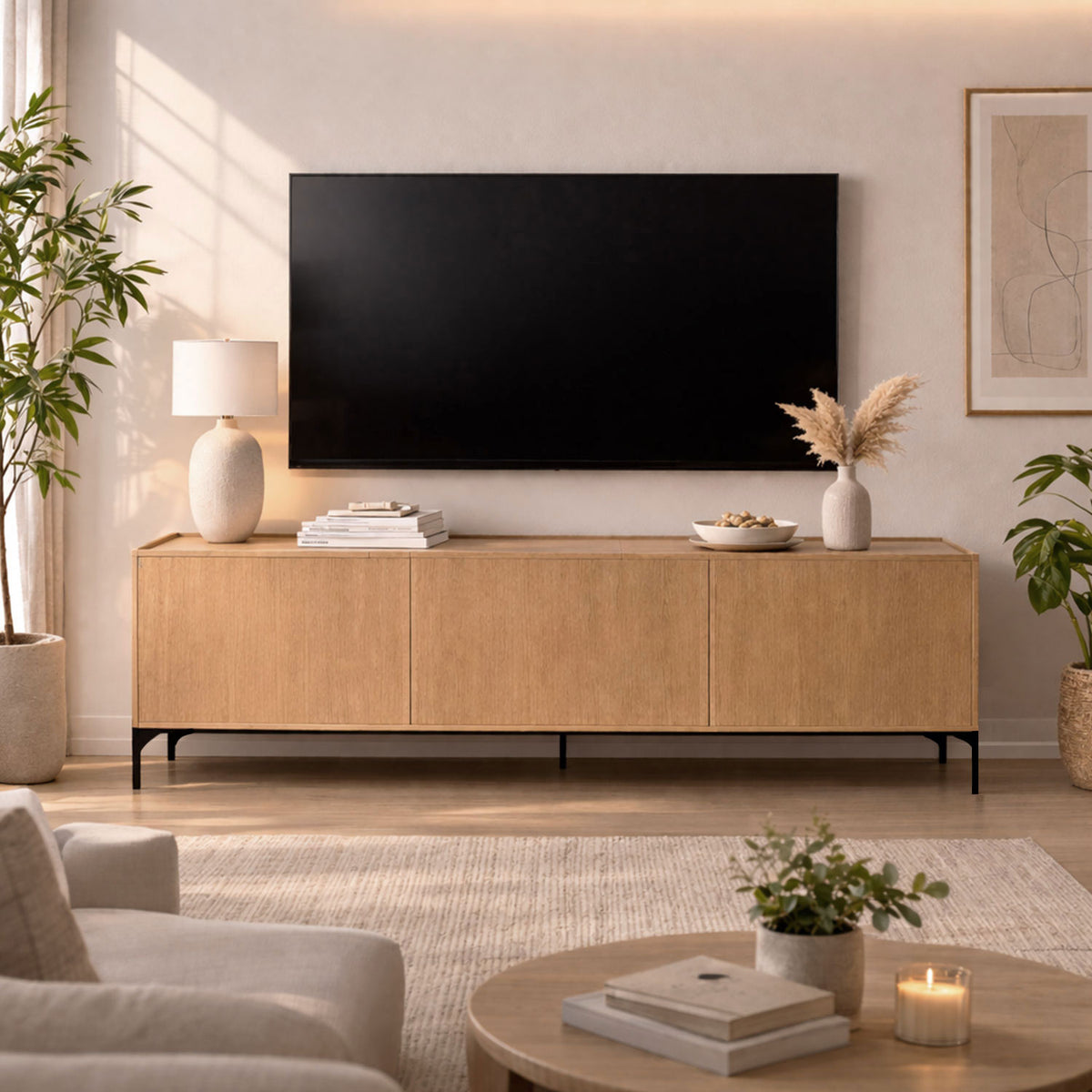 Mesa de Tv 65" Puertas Benito 50x150x30cm Madera